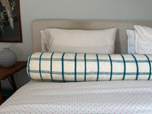 Load image into Gallery viewer, The Bolster Pillow - Vintage Plaid Teal + White