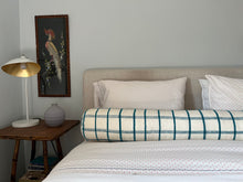 Load image into Gallery viewer, The Bolster Pillow - Vintage Plaid Teal + White