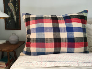 The Reading Pillow - Vintage Moroccan Plaid in Blue