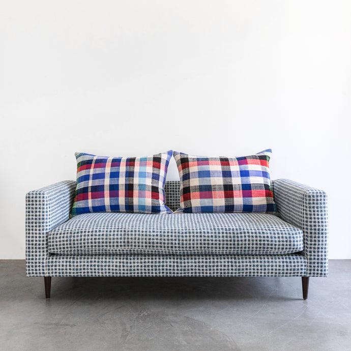 The Reading Pillow - Vintage Moroccan Plaid in Blue