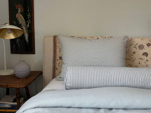 The Reading Pillow - Classic Blue and Grey Stripe
