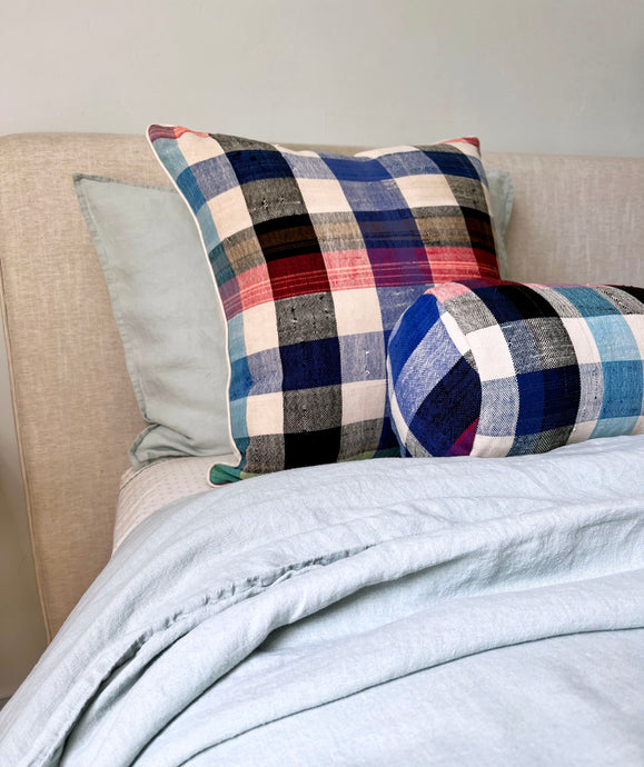 The Standard Pillow - Vintage Moroccan Plaid in Blue