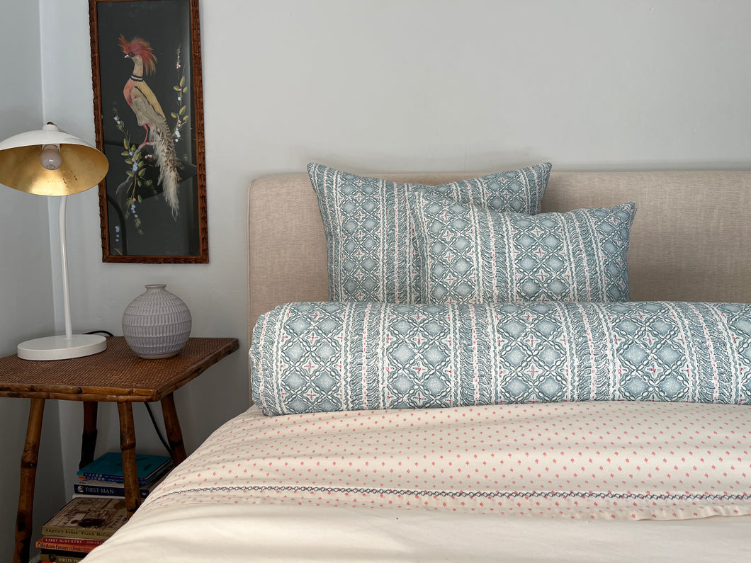The Bolster Pillow - custom Lisa Fine Textiles Malabar on White Linen