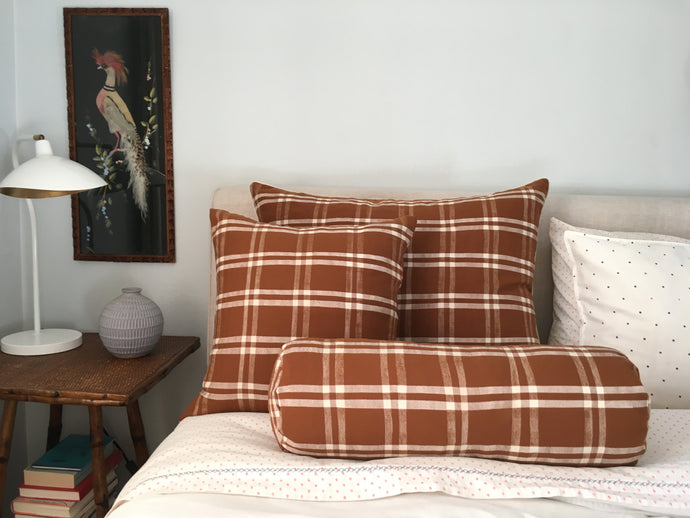 The Baby Bolster - Vintage Moroccan Plaid in Brown