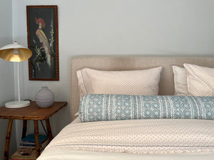 The Bolster Pillow - custom Lisa Fine Textiles Malabar on White Linen