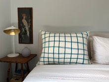 Load image into Gallery viewer, The Reading Pillow - Vintage Plaid in Teal + White