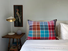 Load image into Gallery viewer, The Reading Pillow - Vintage Plaid in Teal, Purple + Brown