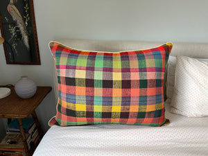The Reading Pillow - Vintage Plaid in Red + Yellow